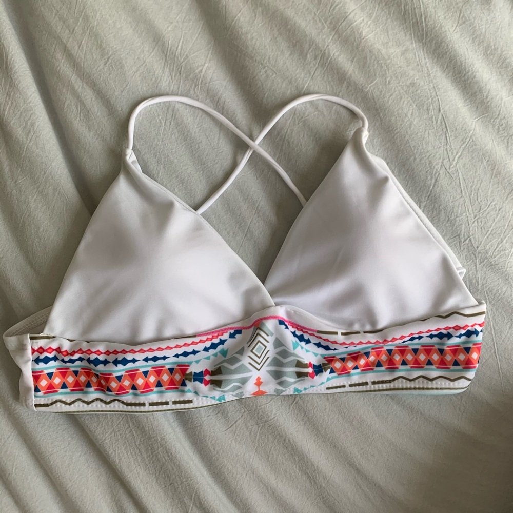 zaful white & tribal bikini top